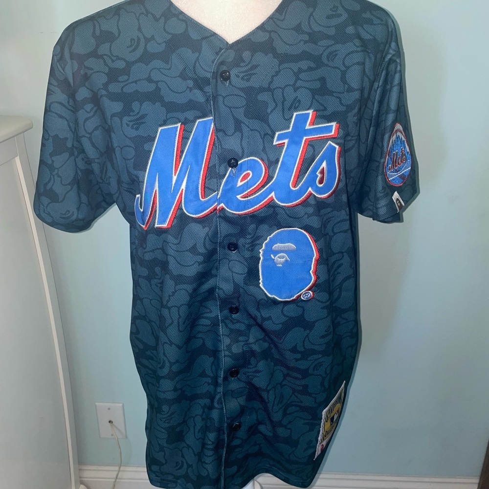 BAPE X MITCHELL & NESS METS JERSEY